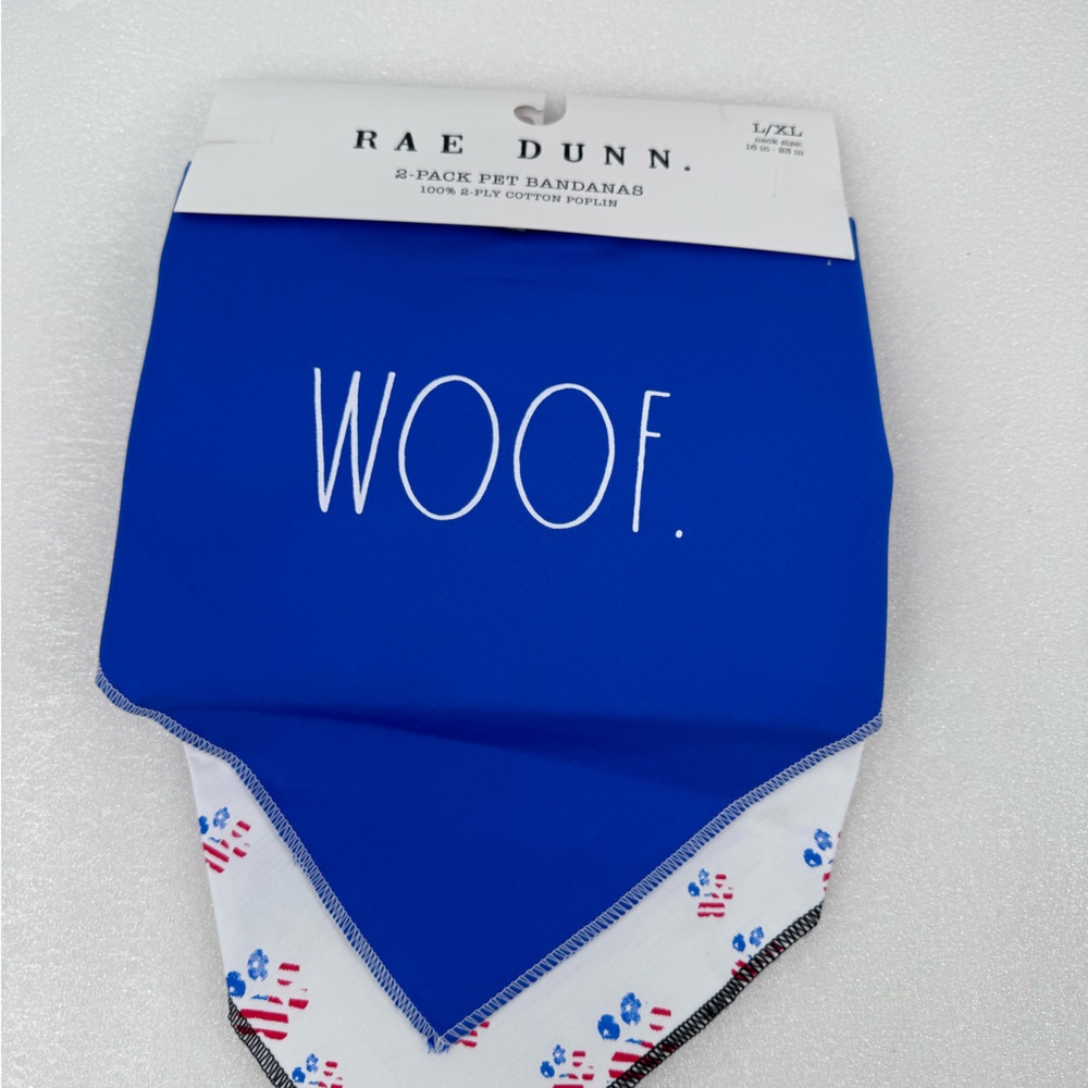 2 Pack Size L XL Rae Dunn Good Boy Bandanas Pet Scarf Dog Cat 100% Cotton